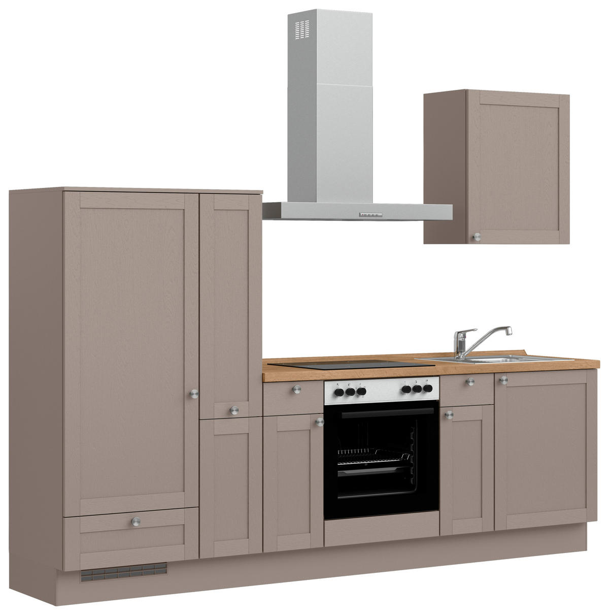 KÜCHENLEERBLOCK Frame 270 cm  in Eichefarben, Beigebraun  - Edelstahlfarben/Eichefarben, MODERN, Holzwerkstoff/Metall (270cm) - Nobilia