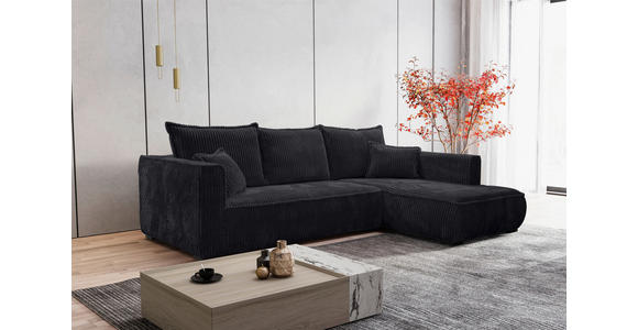 ECKSOFA Schwarz Cord  - Schwarz, MODERN, Holz/Textil (322/208cm) - Carryhome