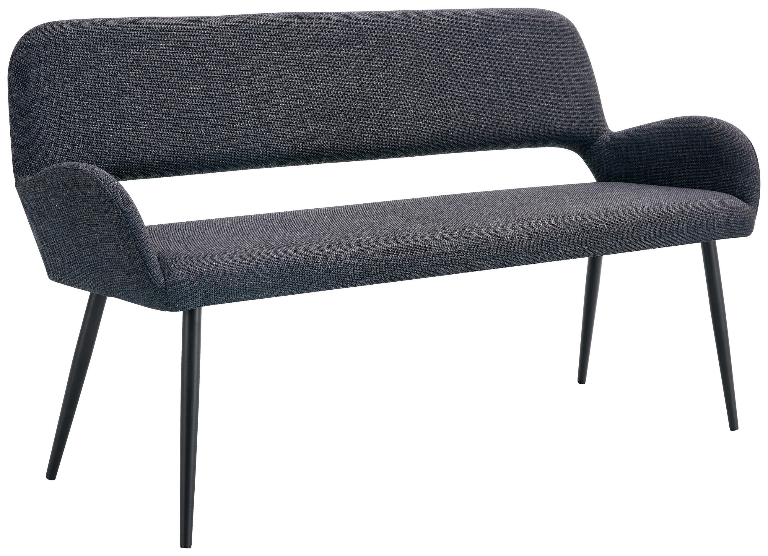 SITZBANK 150/83/63 cm Webstoff Schwarz Pappel Sperrholz  - Schwarz, LIFESTYLE, Holz/Textil (150/83/63cm) - MID.YOU