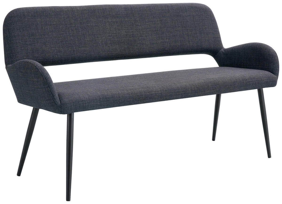 SITZBANK 150/83/63 cm Webstoff Schwarz Pappel Sperrholz  - Schwarz, LIFESTYLE, Holz/Textil (150/83/63cm) - MID.YOU