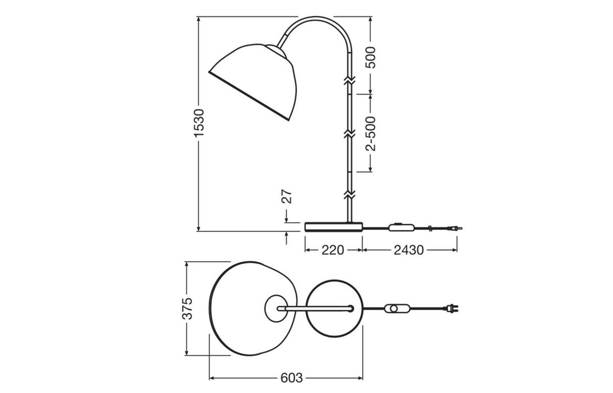 STEHLEUCHTE 37,5/60,3/153 cm    - KONVENTIONELL, Papier/Metall (37,5/60,3/153cm) - Ledvance
