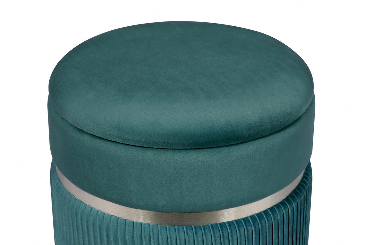HOCKERSET Silberfarben, Petrol  - Silberfarben/Petrol, KONVENTIONELL, Kunststoff/Textil (31,5+36cm) - Kayoom