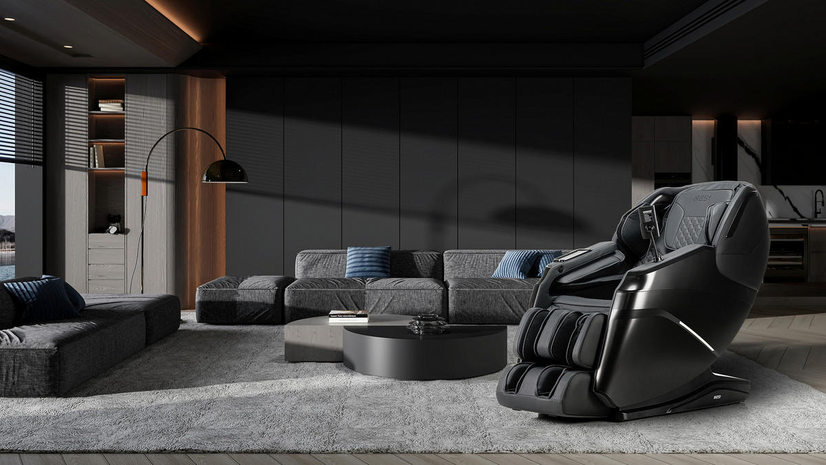 MASSAGESESSEL  mit Schwarz integrierte Lautsprecher, Relaxfunktion, Liegefunktion, Sitzheizung, Netzbetrieb, Massagefunktion, Herz-Waage-Funktion, abwischbar, ausziehbare Fußstütze, Bluetooth-Lautsprecher, Rückenlehne in S-Form  - Schwarz, Basics, Kunststoff/Textil (76/113/155-175cm) - iRest