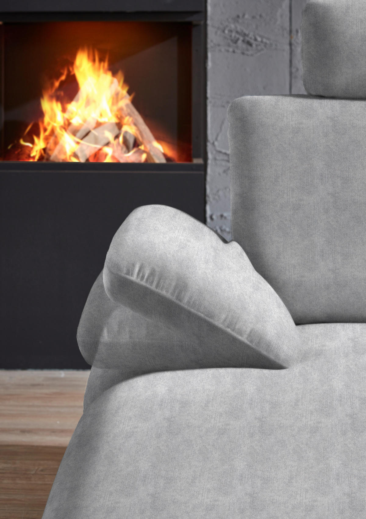 WOHNLANDSCHAFT in Velours Hellgrau  - Hellgrau/Schwarz, Design, Textil/Metall (180/344/208cm) - Dieter Knoll