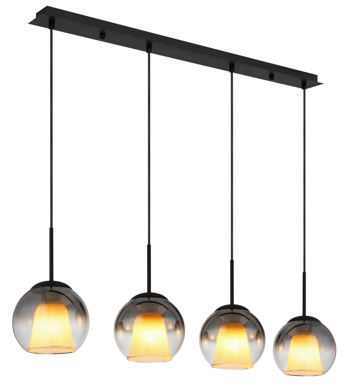 HÄNGELEUCHTE 100/18/120 cm    - Klar/Schwarz, Basics, Glas/Textil (100/18/120cm) - Globo