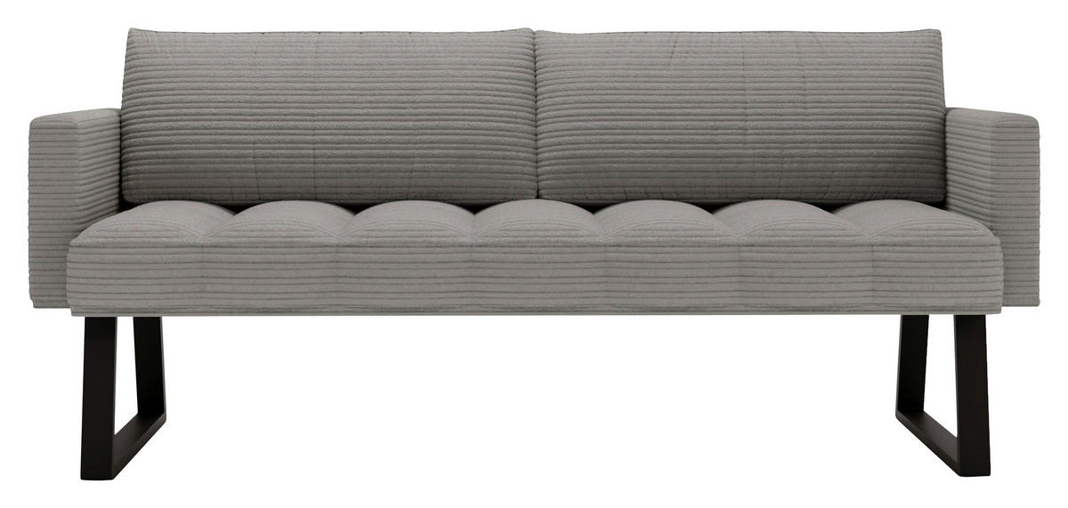 SITZBANK 200/88/69 cm Struktur Grau Metall  - Schwarz/Grau, Design, Textil/Metall (200/88/69cm) - Valdera