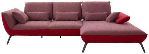 ECKSOFA in Flachgewebe Rot  - Rot/Schwarz, Design, Textil/Metall (301/191cm) - Moderano
