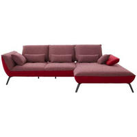 ECKSOFA in Flachgewebe Rot  - Rot/Schwarz, Design, Textil/Metall (301/191cm) - Moderano