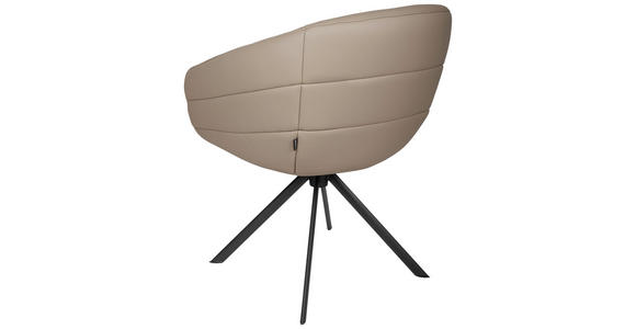 ARMLEHNSTUHL  in Eisen Echtleder pigmentiert  - Taupe/Schwarz, Design, Leder/Metall (62/82/64cm) - Belluti