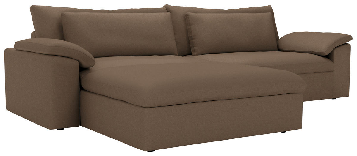 ECKSOFA  Chenille Hellbraun  - Hellbraun/Schwarz, Modern, Kunststoff/Textil (198/306cm) - Carryhome