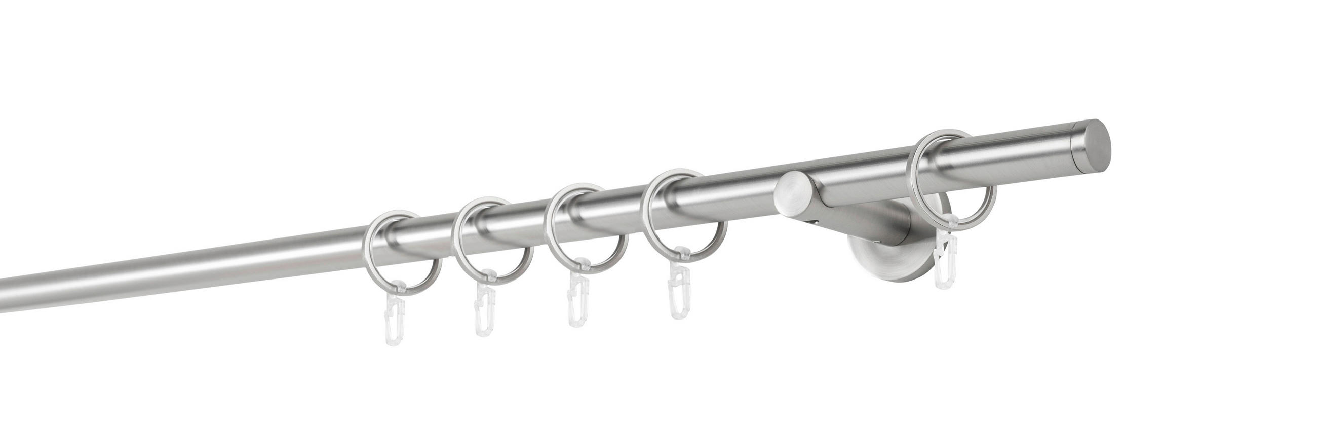 VORHANGSTANGENSET  100 cm  - Edelstahlfarben, Basics, Metall (100cm)