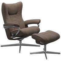 RELAXSESSELSET Echtleder    - Wengefarben/Alufarben, Design, Leder/Holz (84/103/72cm) - Stressless