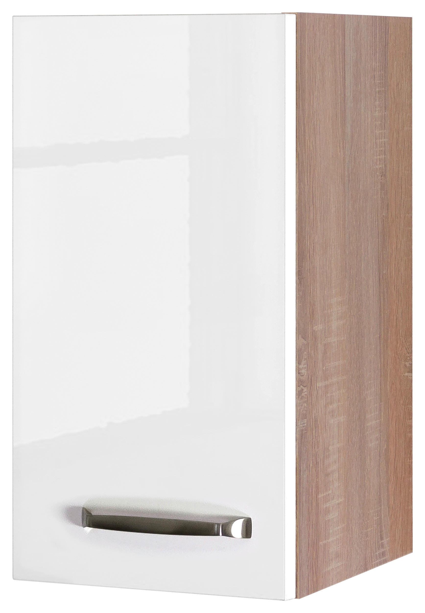KÜCHENOBERSCHRANK 30/54,8/32 cm  in Sonoma Eiche, Weiß Hochglanz  - Edelstahlfarben/Weiß Hochglanz, MODERN, Holzwerkstoff/Metall (30/54,8/32cm) - FlexWell