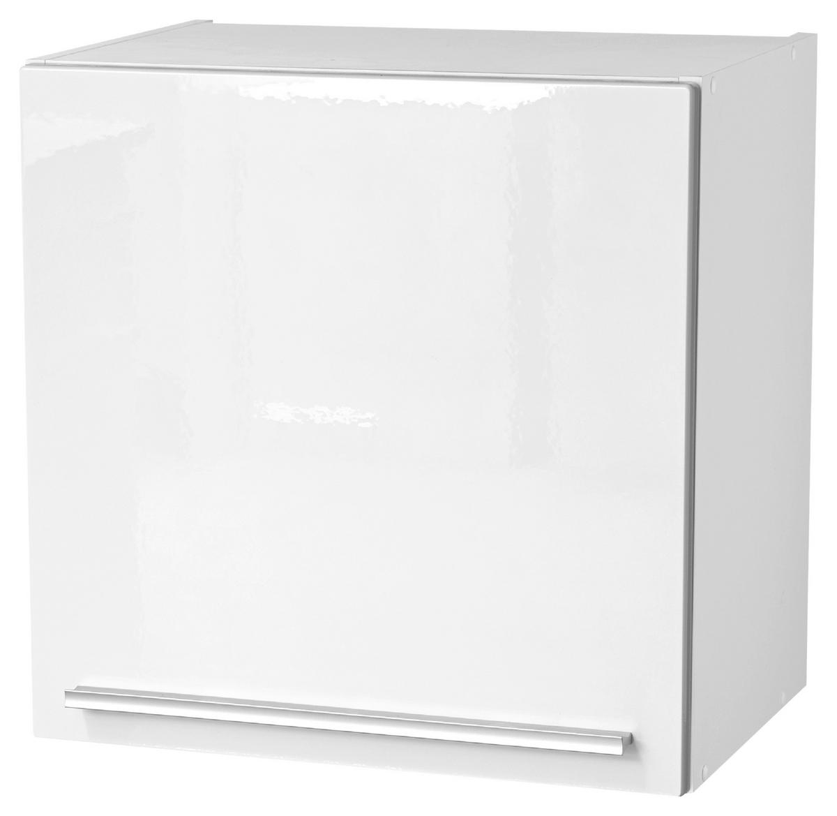 KÜCHENOBERSCHRANK 50/50/34,6 cm  in Weiß, Weiß Hochglanz  - Weiß Hochglanz/Silberfarben, Basics, Holzwerkstoff/Kunststoff (50/50/34,6cm) - MID.YOU