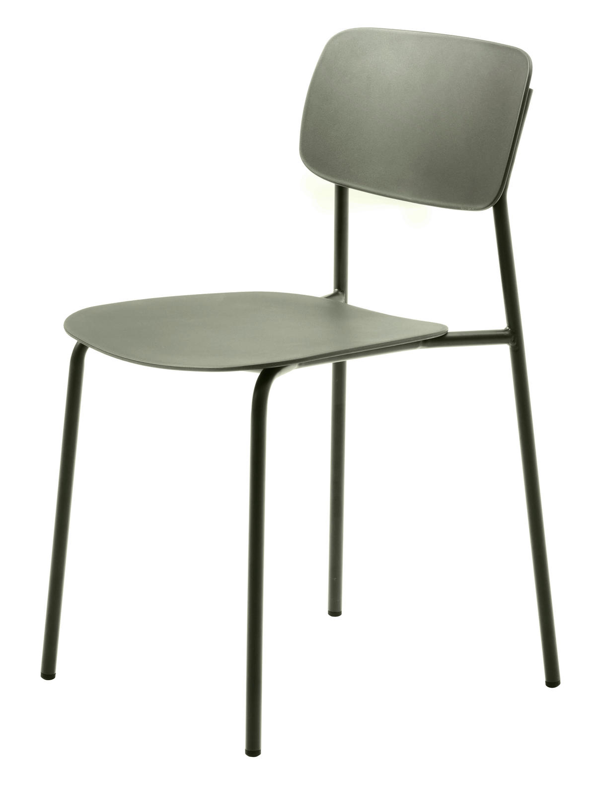 STUHL-SET 4 Stück stapelbar, abwischbar   - Olivgrün, MODERN, Kunststoff/Metall (43,5/79/61cm) - Livetastic