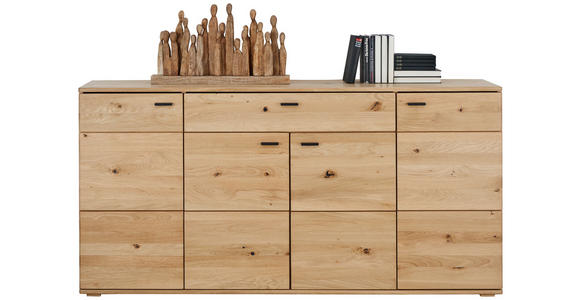 SIDEBOARD Eichefarben 180/90/44 cm - Eichefarben/Schwarz, Natur, Holz/Holzwerkstoff (180/90/44cm) - Hom`in
