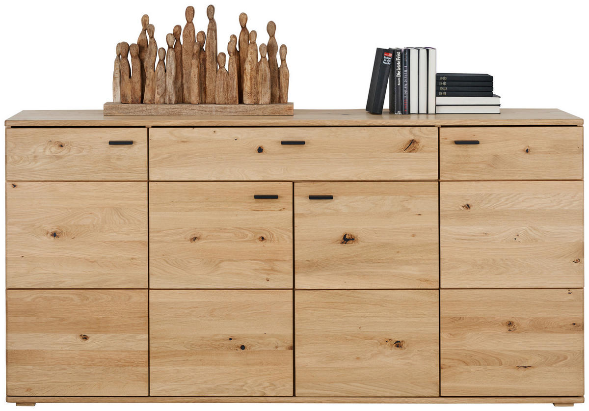 SIDEBOARD  in 180/90/44 cm  - Eichefarben/Schwarz, Natur, Holz/Holzwerkstoff (180/90/44cm) - Hom`in