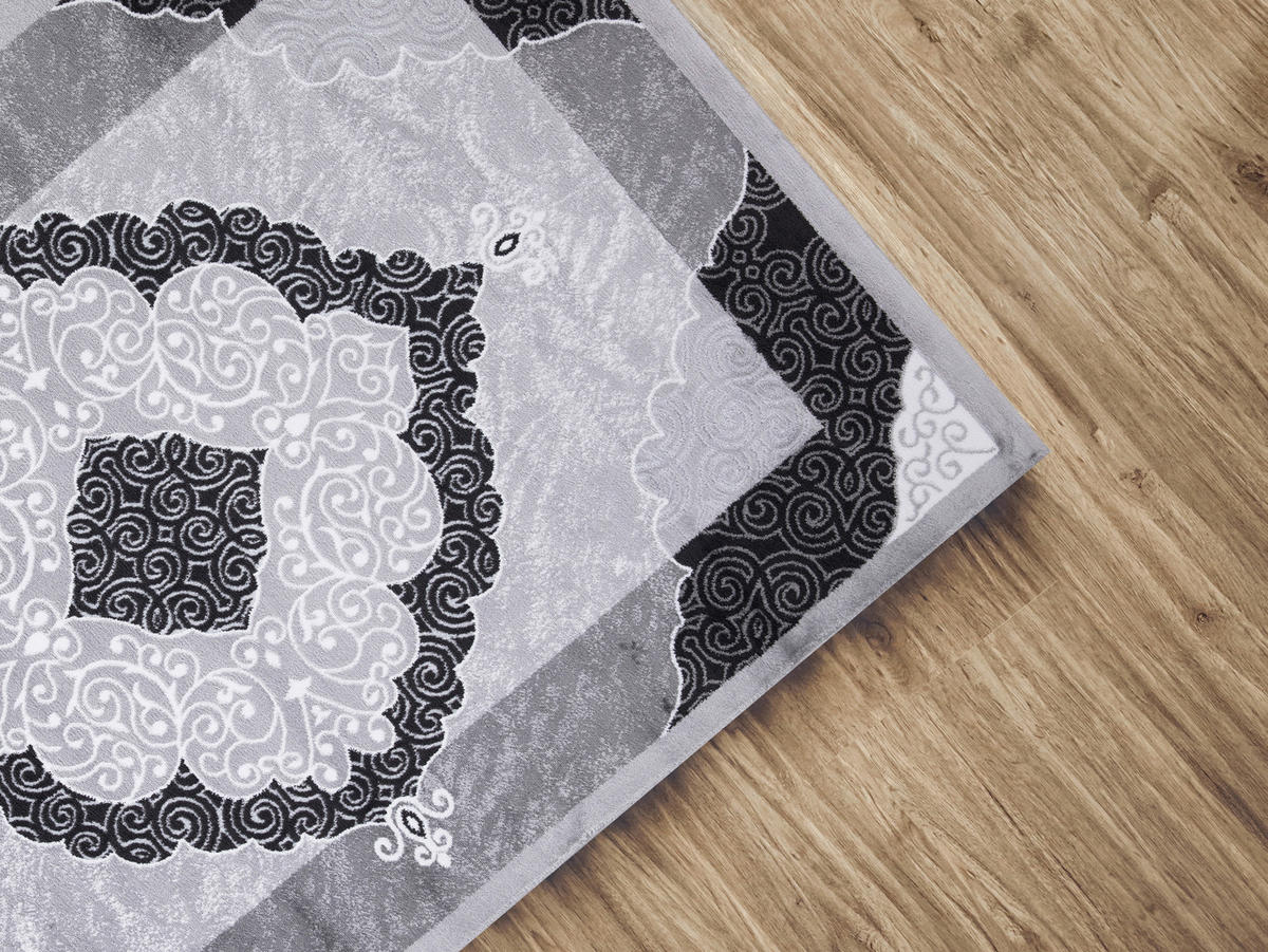 VINTAGE-TEPPICH 80/150 cm 39176 Grau, Schwarz  - Schwarz/Grau, LIFESTYLE, Textil (80/150cm)