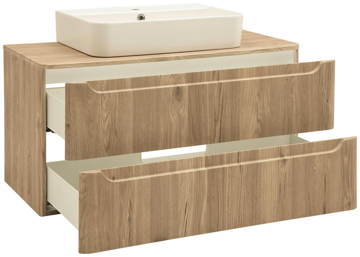 WASCHTISCHKOMBI 101 cm  - Wildeiche/Weiß, KONVENTIONELL, Keramik/Holzwerkstoff (101cm) - Held