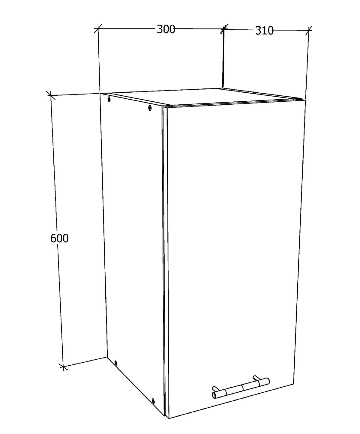 KÜCHENOBERSCHRANK 30/60/31 cm  in Anthrazit, Weiß  - Anthrazit/Alufarben, KONVENTIONELL, Holzwerkstoff/Metall (30/60/31cm) - MID.YOU