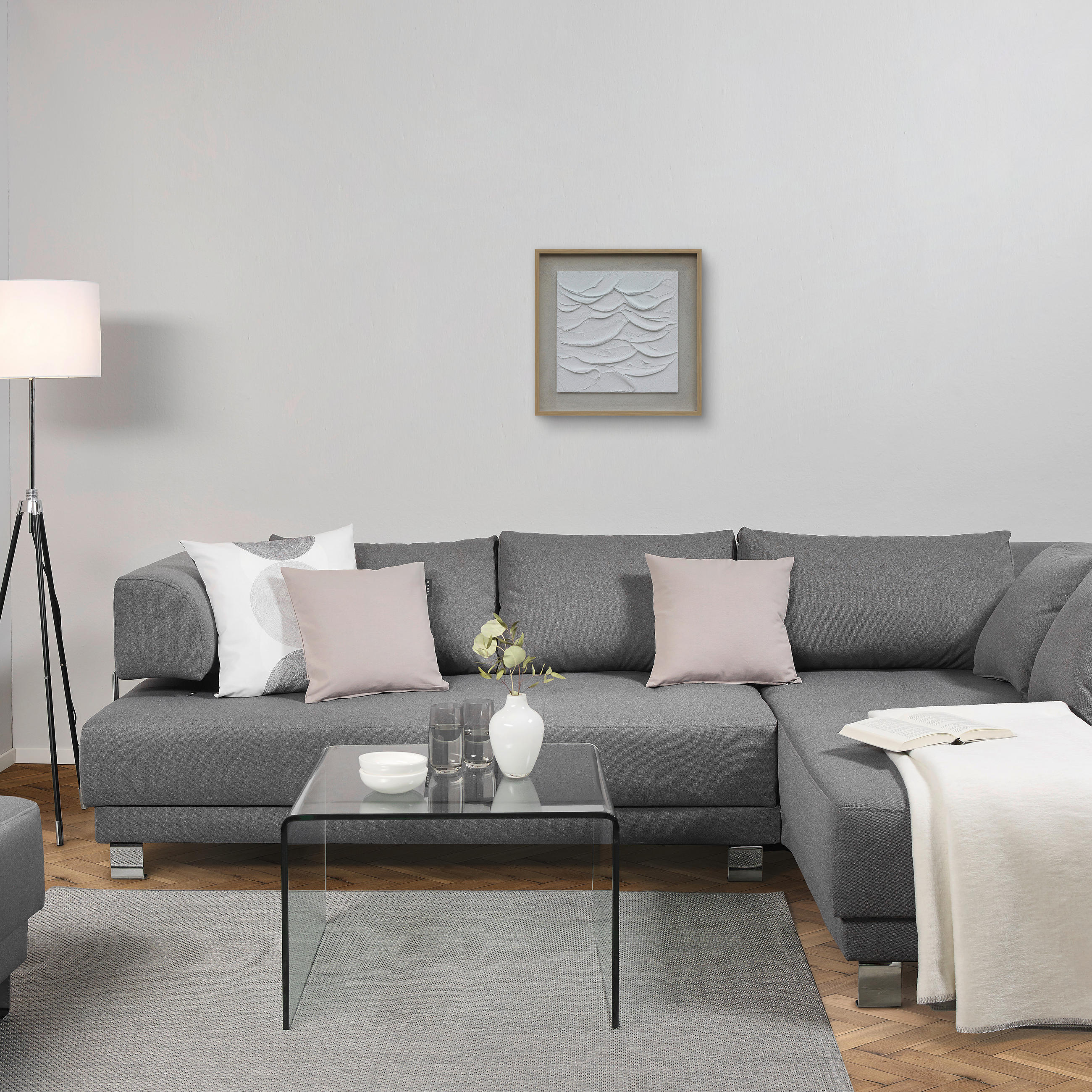 ÖLGEMÄLDE Abstraktes 55/55 cm  - Weiß/Kieferfarben, Trend, Holzwerkstoff/Kunststoff (55/55cm) - Monee