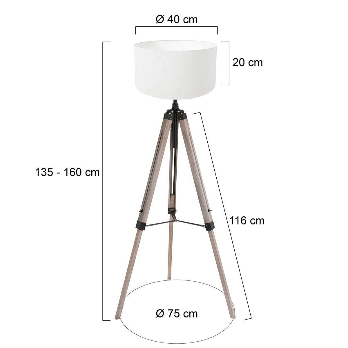 STEHLEUCHTE - Weiss/Eiche grau, Trend, Naturmaterialien/Holz (75/170/75cm)