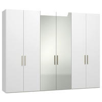 DREHTÜRENSCHRANK 303/236/59 cm,  in Weiß, 6-türig  - Edelstahlfarben/Weiß, Design, Glas/Holzwerkstoff (303/236/59cm) - Jutzler