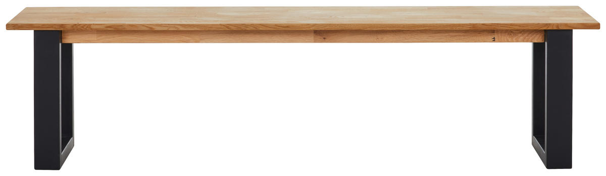 SITZBANK Wildeiche Wildeiche massiv Holz  - Wildeiche/Schwarz, Natur, Holz (180/38/45cm) - Livetastic