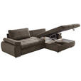 ECKSOFA in Flachgewebe Graubraun  - Chromfarben/Graubraun, Design, Kunststoff/Textil (294/173cm) - Carryhome