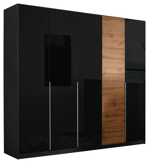 DREHTÜRENSCHRANK 226/210/54 cm 5-türig Dunkelgrau, Eiche Wotan  - Dunkelgrau/Eiche Wotan, Design, Glas/Holzwerkstoff (226/210/54cm) - Stylife