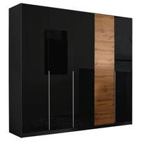 DULAP CU UȘI ROTATIVE  - stejar Artisan/culoare aluminiu, Modern, sticlă/metal (226/210/56cm) - Stylife