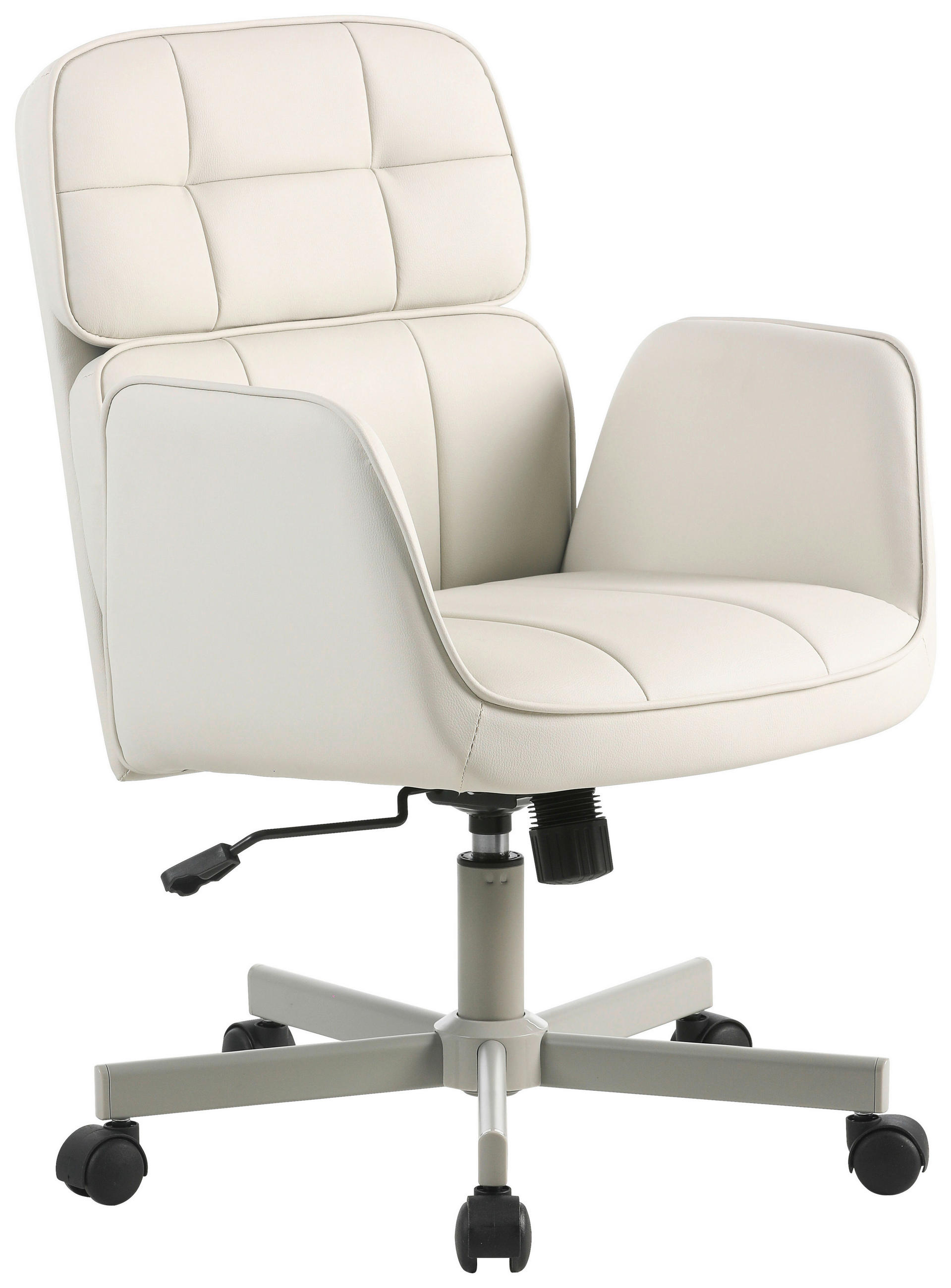 DREHSTUHL Lederlook Creme, Hellgrau  - Hellgrau/Creme, Design, Kunststoff/Textil (56,5/84,5-92/59,5cm) - Carryhome