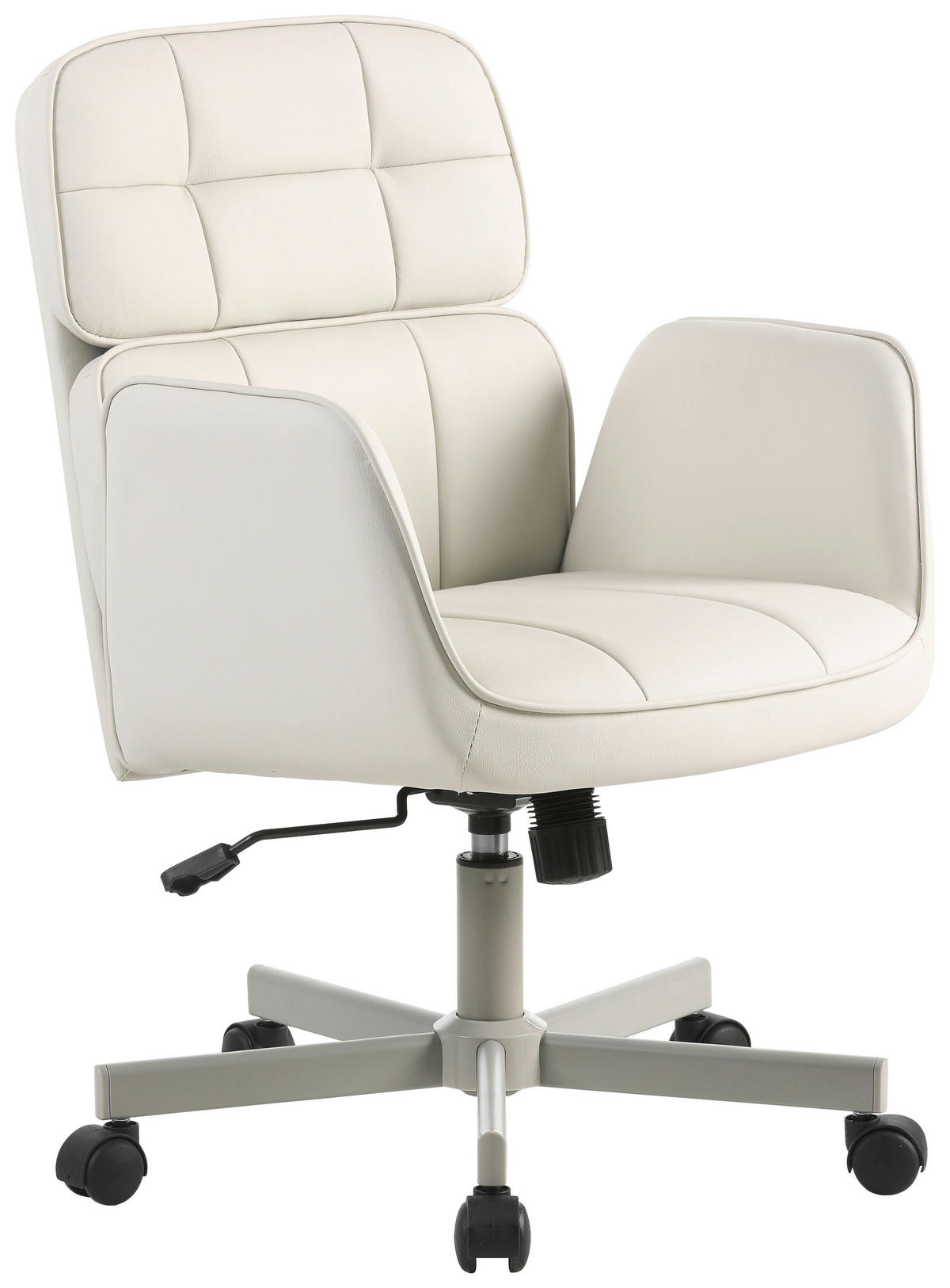 DREHSTUHL Lederlook Creme, Hellgrau  - Hellgrau/Creme, Design, Kunststoff/Textil (56,5/84,5-92/59,5cm) - Carryhome