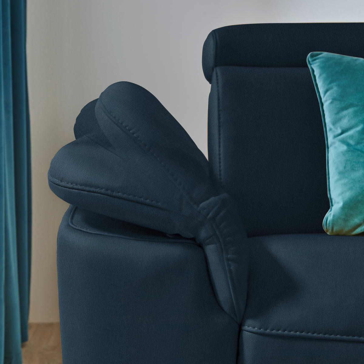 ECKSOFA in Echtleder Dunkelblau  - Schwarz/Dunkelblau, Design, Leder/Metall (285/239cm) - Cantus