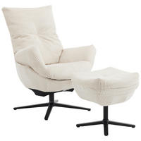 RELAXSESSELSET Cord Relaxfunktion, Hocker    - Beige/Schwarz, Design, Textil/Metall (77/100/78cm) - Carryhome