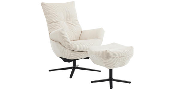 RELAXSESSELSET Cord Relaxfunktion, Hocker - Beige/Schwarz, Design, Textil/Metall (77/100/78cm) - Carryhome