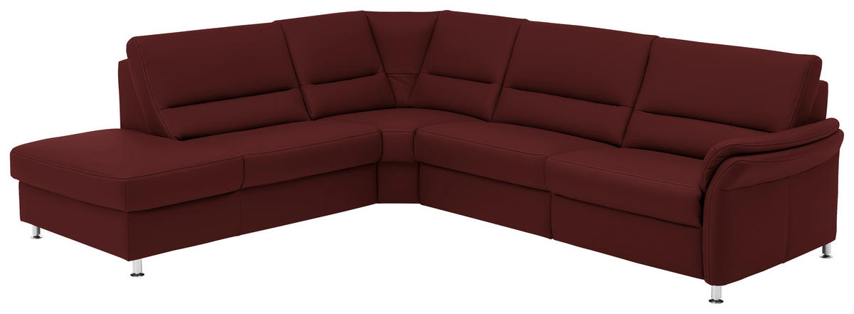 ECKSOFA in Echtleder Brombeere  - Brombeere/Beige, Design, Leder/Metall (249/288cm) - Beldomo Premium