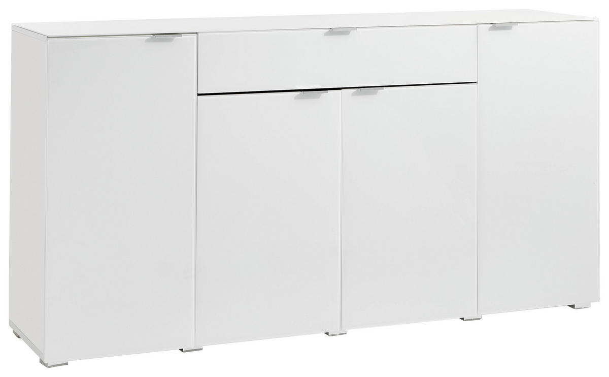SIDEBOARD  in 180/92/42 cm  - Chromfarben/Weiß, Design, Glas/Holzwerkstoff (180/92/42cm) - Novel