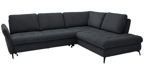 ECKSOFA in Bouclé Schwarz  - Schwarz, Natur, Textil/Metall (288/233cm) - Valnatura