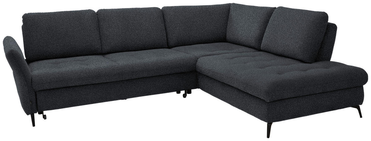 ECKSOFA in Bouclé Schwarz  - Schwarz, Natur, Textil/Metall (288/233cm) - Valnatura