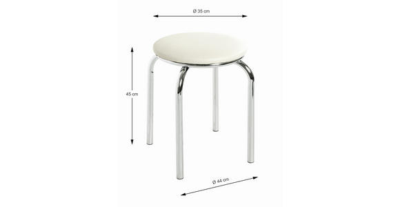 STAPELHOCKER Weiß  - Chromfarben/Weiß, Basics, Textil/Metall (44/45cm) - Carryhome