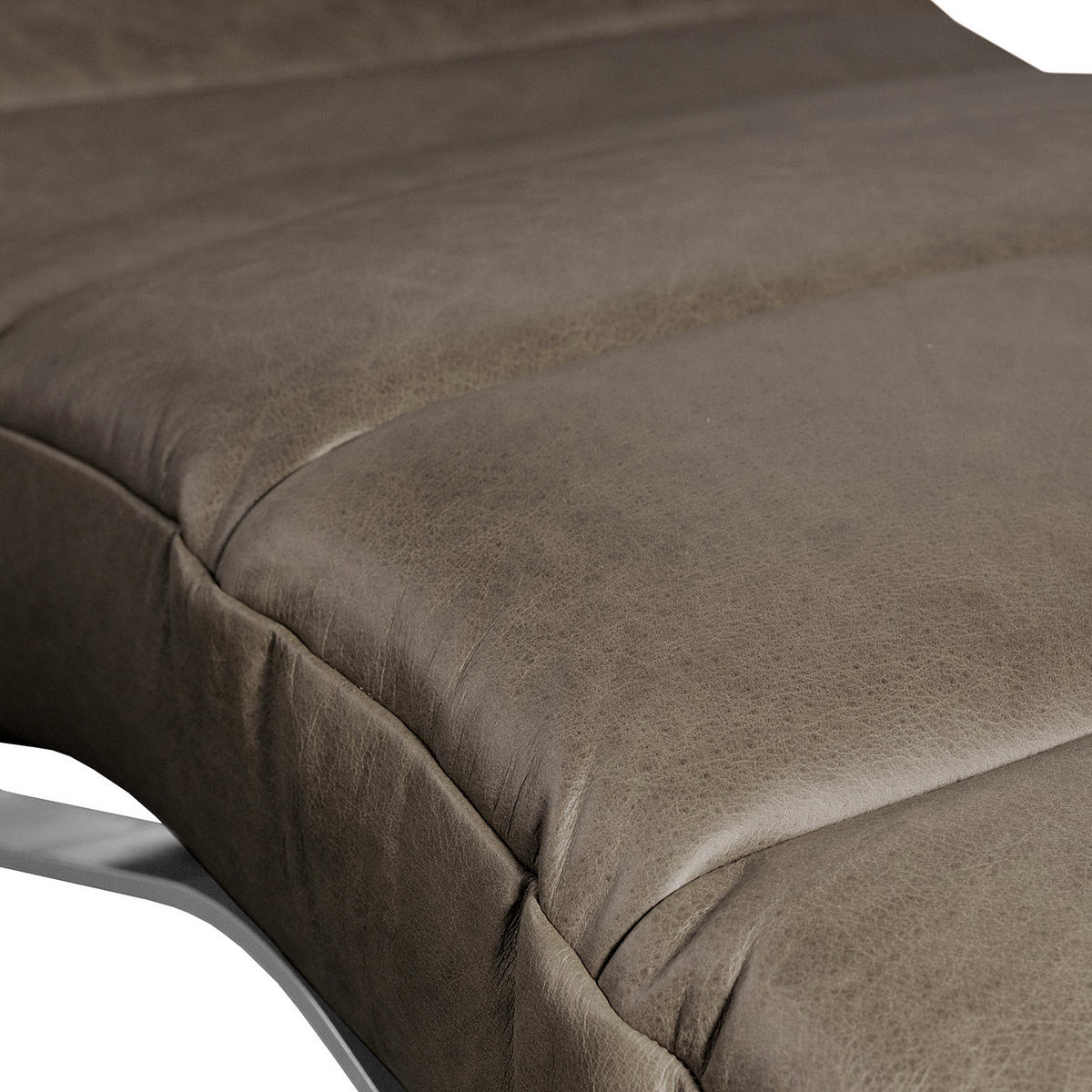 RELAXLIEGE in Echtleder Fango  - Fango/Silberfarben, Design, Leder/Metall (65/65-95/171cm) - Livetastic