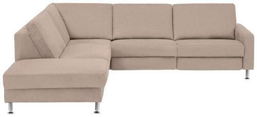 ECKSOFA in Mikrofaser Beige  - Beige/Alufarben, Design, Textil/Metall (242/275cm) - Dieter Knoll