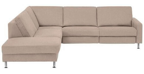 ECKSOFA in Mikrofaser Beige 242/275 cm - Beige/Alufarben, Design, Textil/Metall (242/275cm) - Dieter Knoll