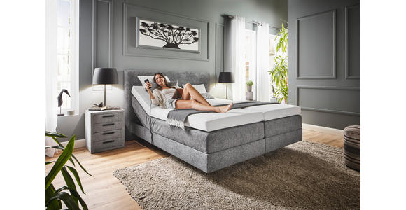 BOXSPRINGBETT 180/200 cm  in Grau  - Grau, KONVENTIONELL, Holz/Textil (180/200cm) - Dieter Knoll