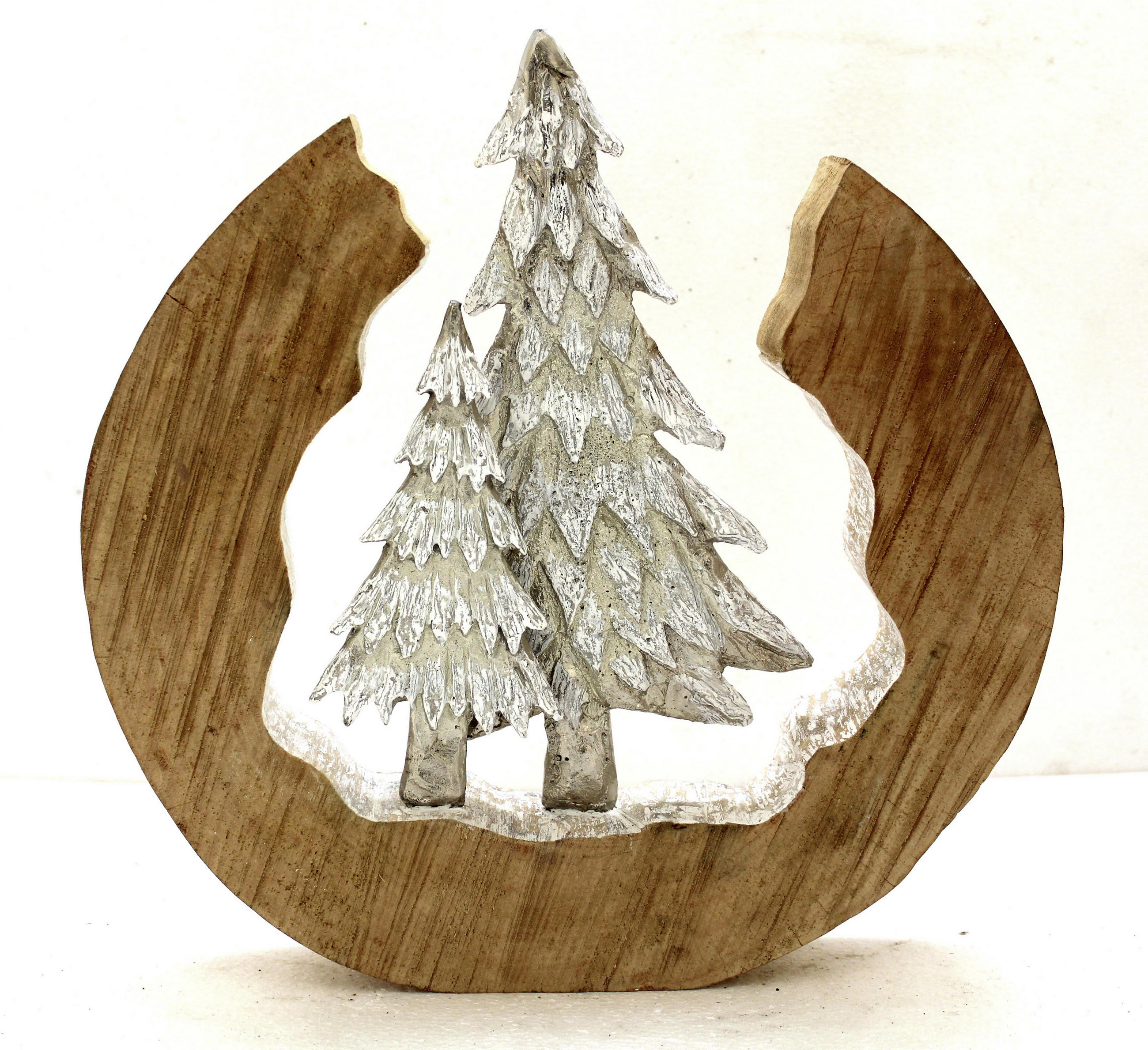 SKULPTUR  - Naturfarben/Nickelfarben, Natur, Holz/Metall (36,5/37/6cm) - X-Mas