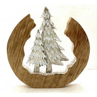 SKULPTUR  - Naturfarben/Nickelfarben, Natur, Holz/Metall (36,5/37/6cm) - X-Mas