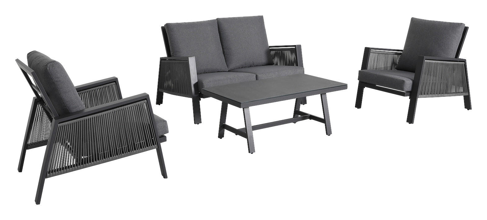 LOUNGE GARNITURA antracit, siva - siva/antracit, Design, staklo/metal - Amatio