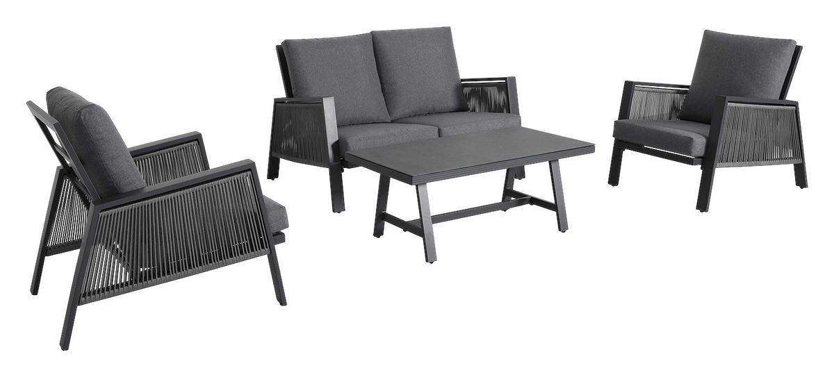 LOUNGE GARNITURA  antracit, siva   - siva/antracit, Design, staklo/metal - Amatio
