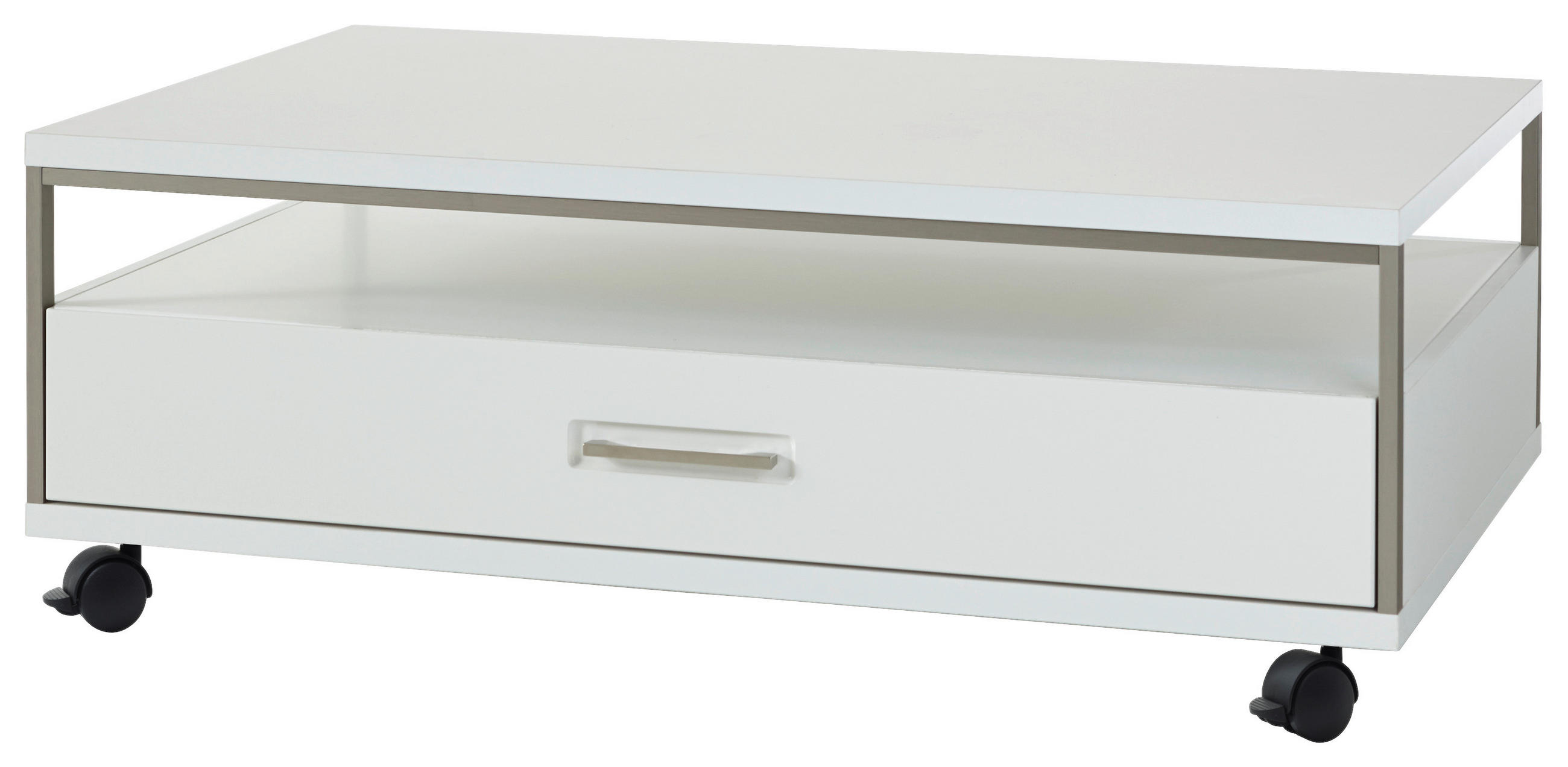 KONFERENČNÝ STOLÍK, strieborná, biela, kov, kompozitné drevo, 115/70/40 cm - biela/strieborná, Design, kov/kompozitné drevo (115/70/40cm) - Livetastic